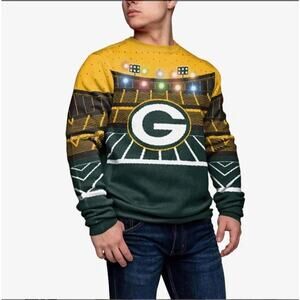 🆕 Men's Green Bay Packers Green Bluetooth Light Up Ugly Sweater
